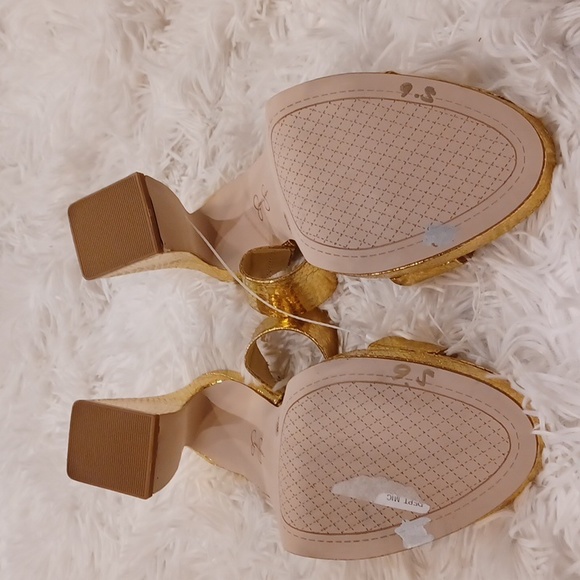 Jessica Simpson Diza Metallic Gold Snakeprint Platform Sandals SZ 9.5 NEW - Picture 15 of 16